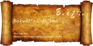 Bolvári Ábel névjegykártya